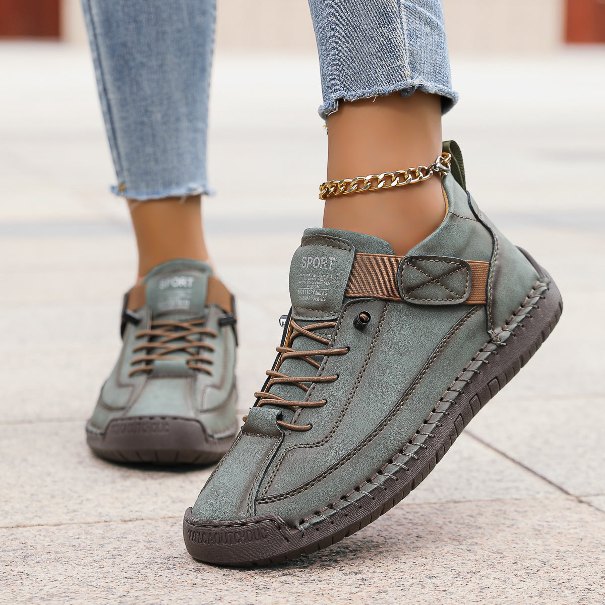 Frankie | Womens Leather Low Top Retro Flat Shoes - 16