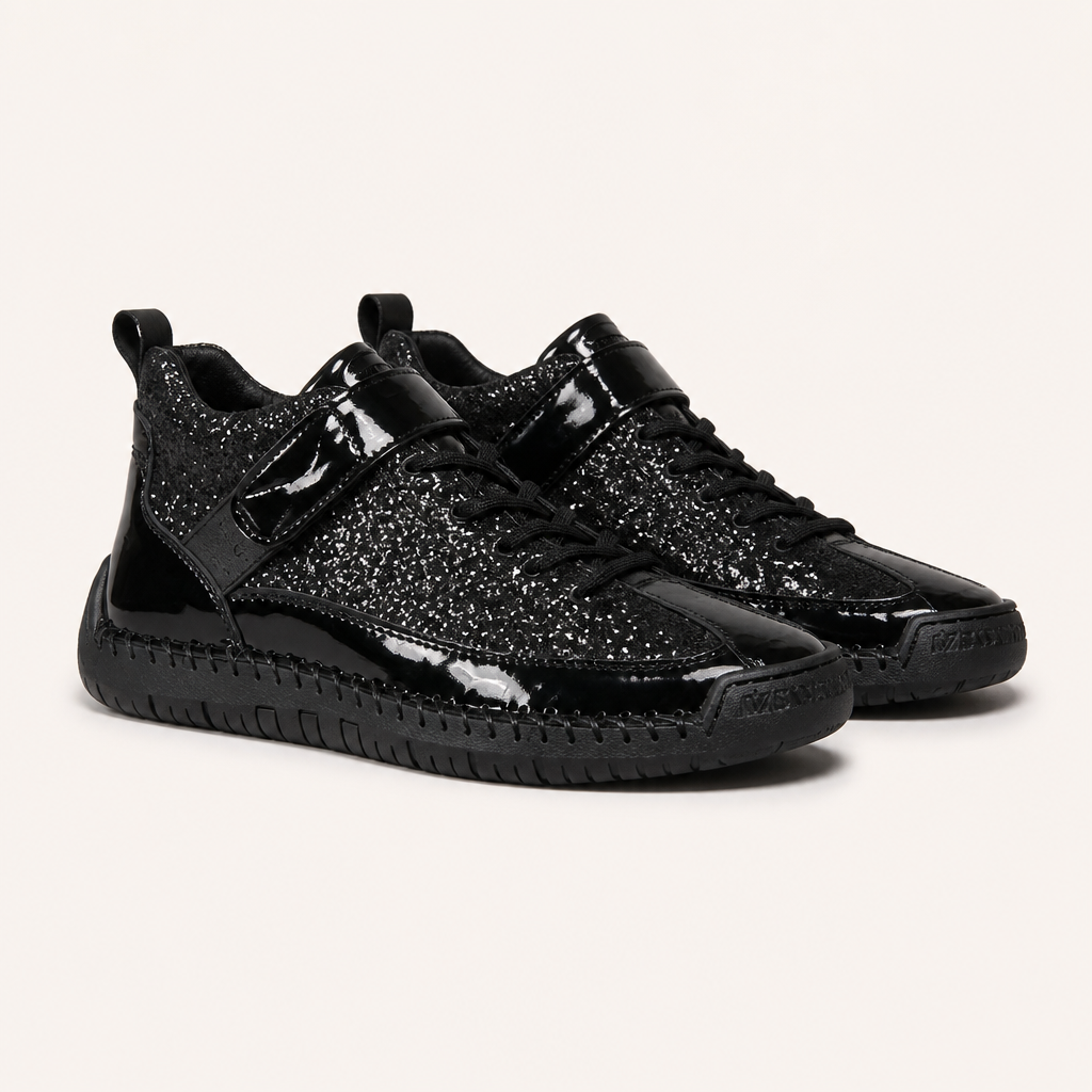 Frankie | Womens Trainers Leather Low Top Retro Flat Sneakers, Black 2