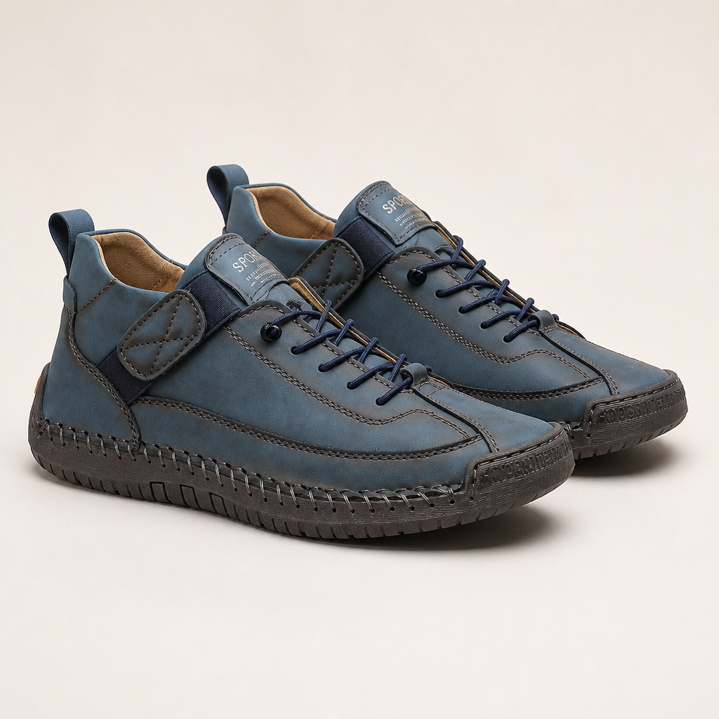 Frankie | Womens Trainers Leather Low Top Retro Flat Sneakers, Dark Blue