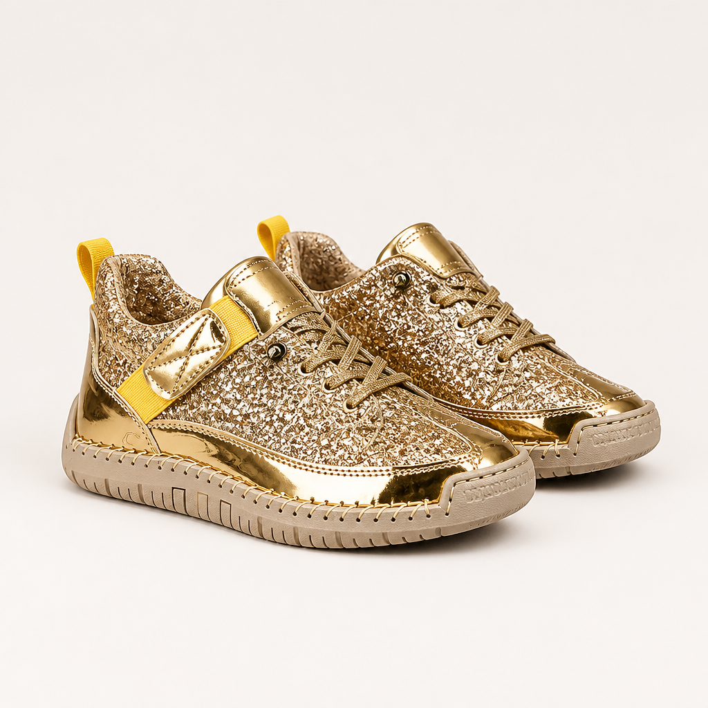 Frankie | Womens Trainers Leather Low Top Retro Flat Sneakers, Gold