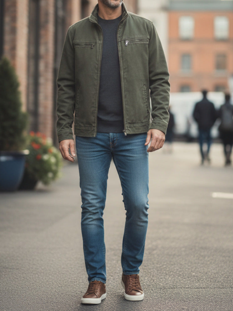 Garrick | Mens Cotton Lapel Zip Workwear Jacket Padded Coat - 4