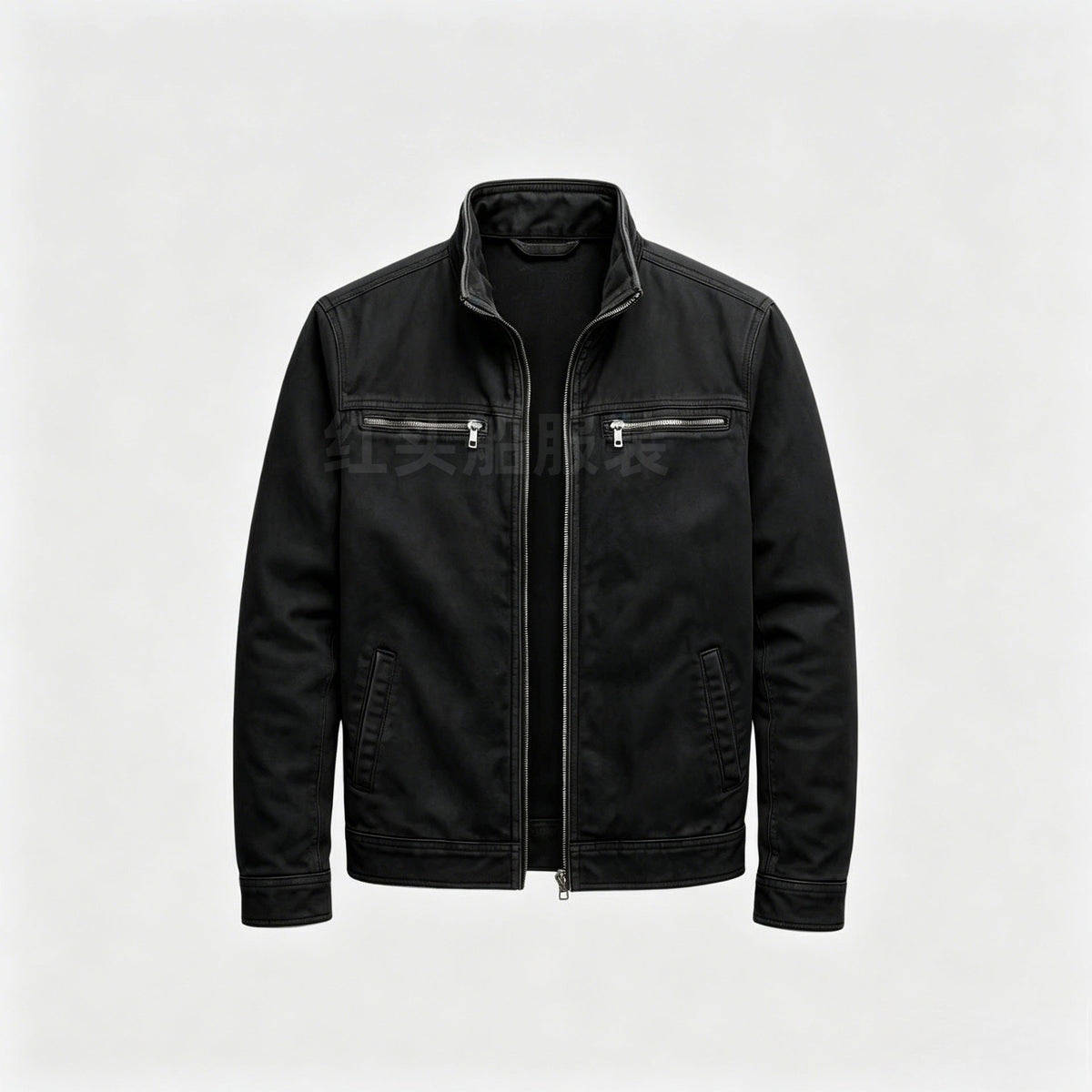Garrick | Mens Cotton Lapel Zip Workwear Jacket Padded Coat - Black