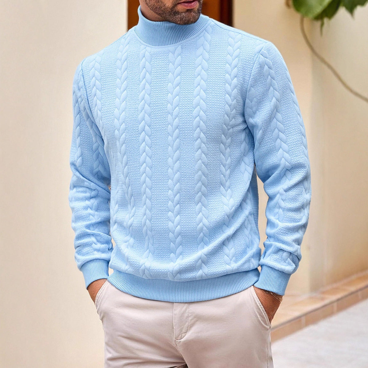 Garrick | Mens Knitted Warm High Neck Jumper Winter Sweater - 1