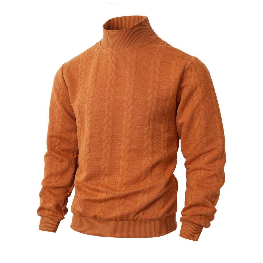Garrick | Mens Knitted Warm High Neck Jumper Winter Sweater - Orange