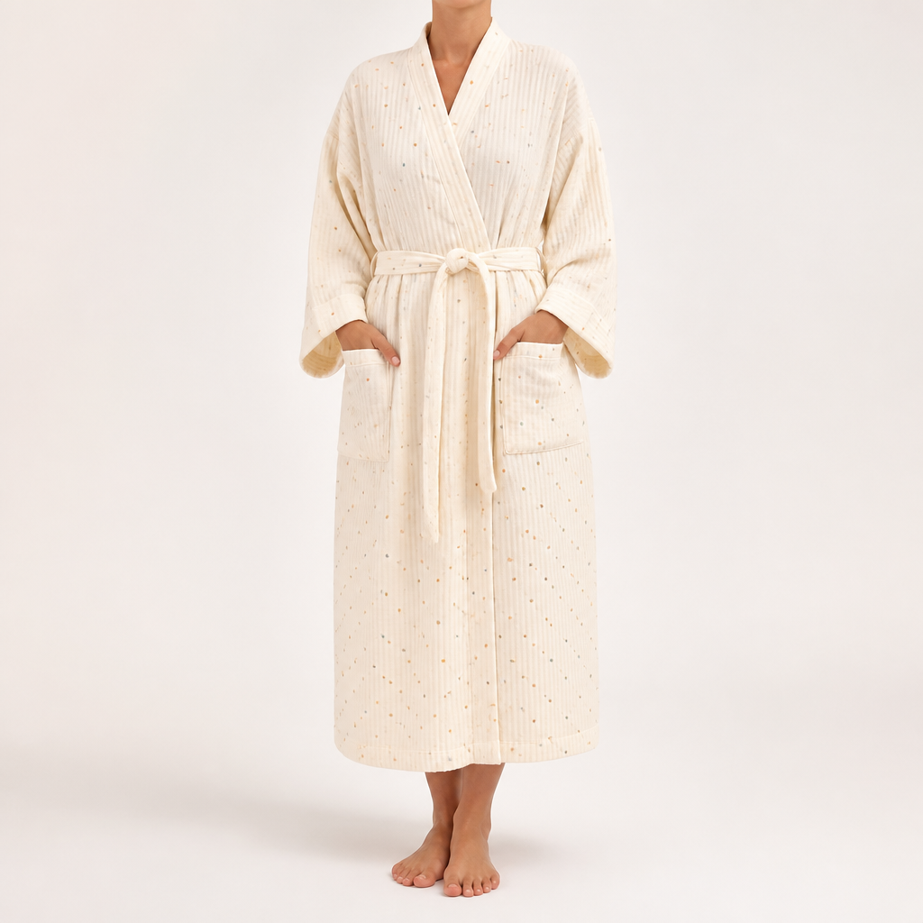 Genevieve | Womens Dressing Gown Cotton Loungewear Robe Nightwear, Design 1