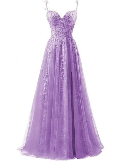 Genevieve | Womens Prom Formal Evening Gown Maxi Wedding Guest Cocktail Dresses - Lavender