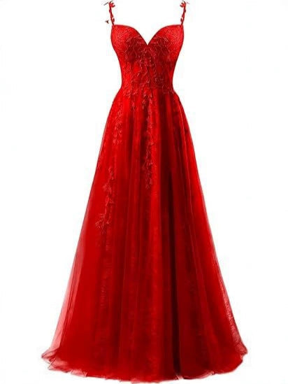 Genevieve | Womens Prom Formal Evening Gown Maxi Wedding Guest Cocktail Dresses - Red