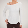 Genevieve | Womens Yoga Top Ribbed Off Shoulder Long Sleeve Fitness Top, Design 1