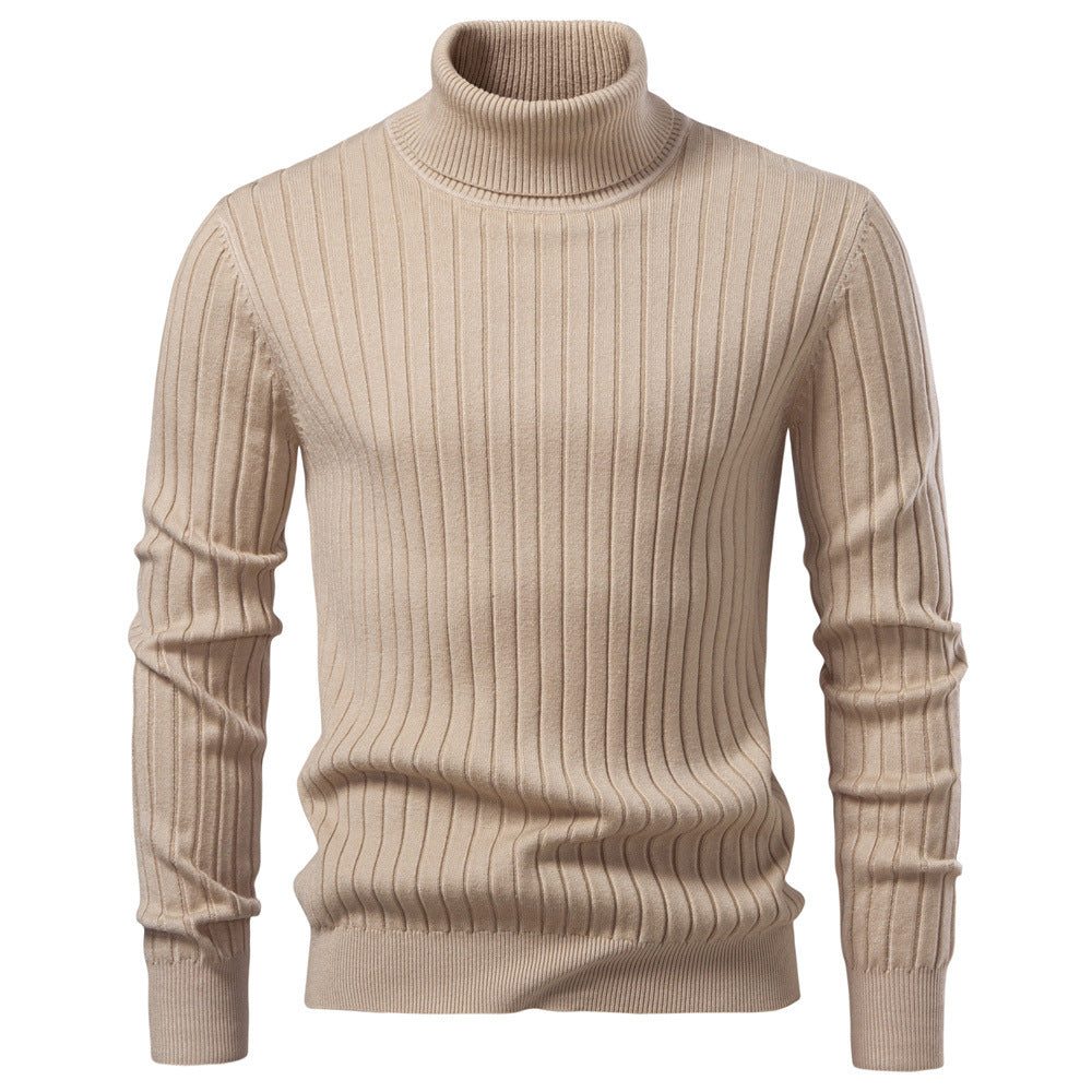 Gideon | Mens Knitted Jumper Roll Neck Pullover Warm Winter Sweater - Apricot