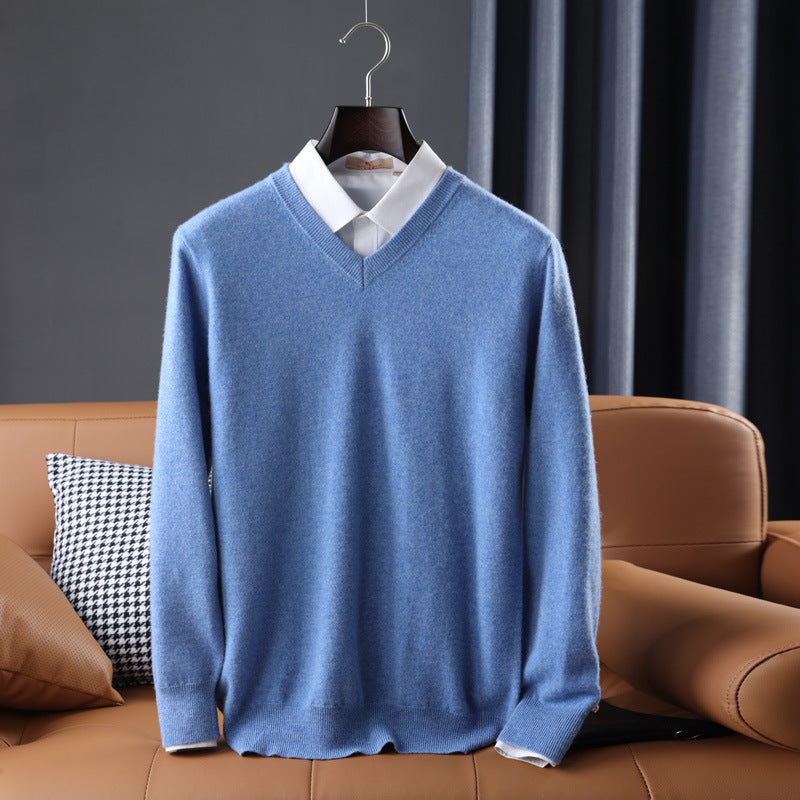 Gideon | Mens V Neck Loose Knitted Jumper - 7