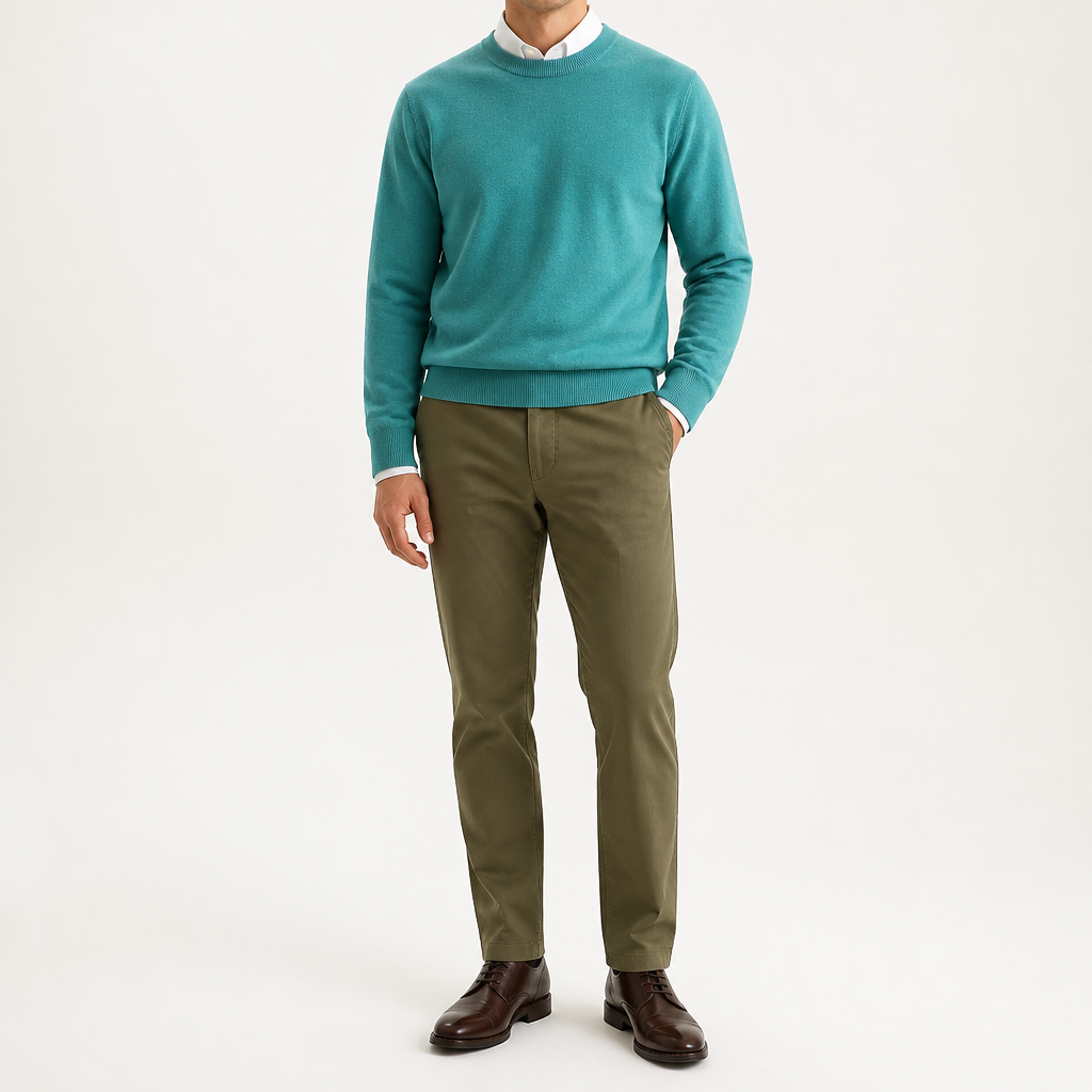 Gideon | Mens V Neck Knitted Jumper Loose Knit Sweater, Green