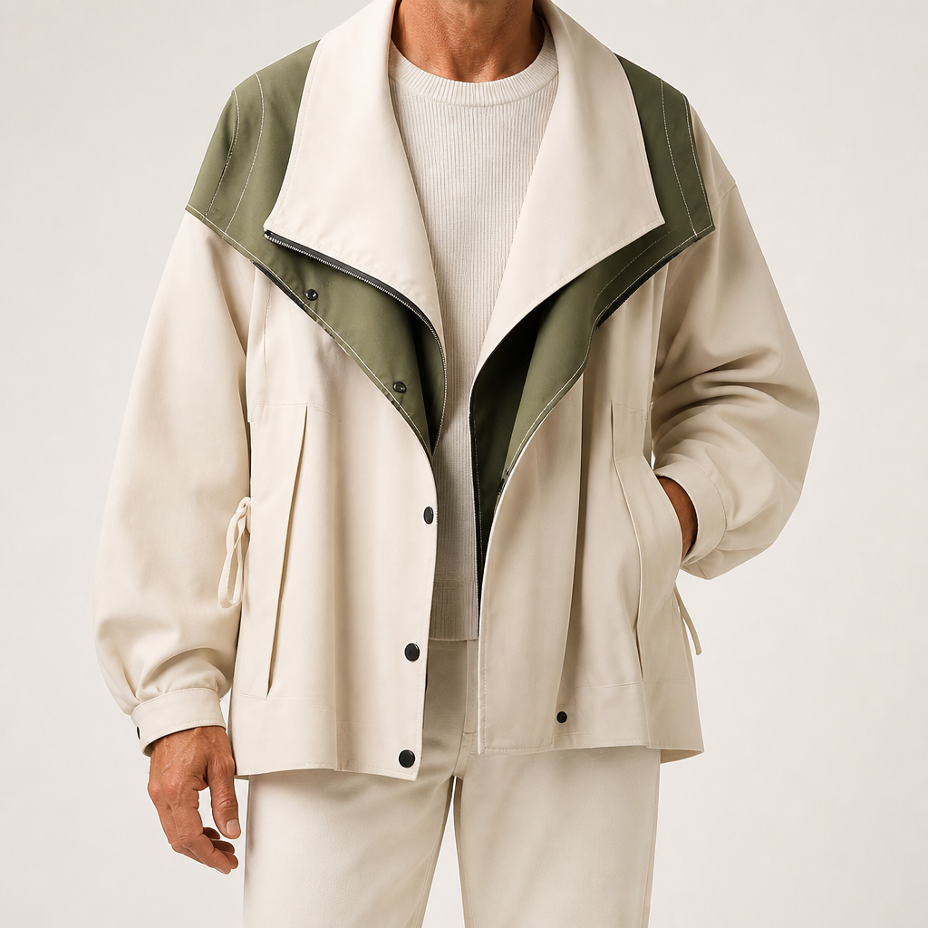 Gilbert | Mens Windbreaker Hooded Zip Lightweight Loose Jacket, Apricot