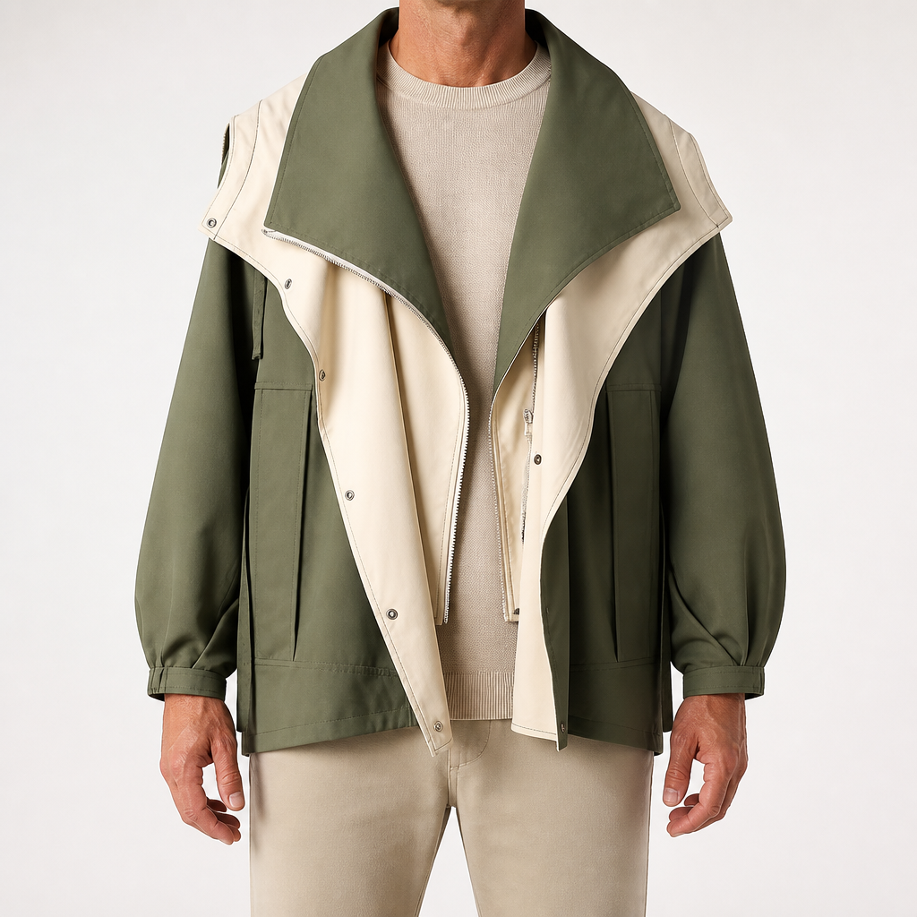 Gilbert | Mens Windbreaker Hooded Zip Lightweight Loose Jacket, Green