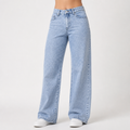 Giselle | Womens Jeans Straight Leg High Waisted Wide Leg Stretch Denim, Blue