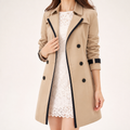 Greer | Womens Double Breasted Trench Long Coat, Khaki