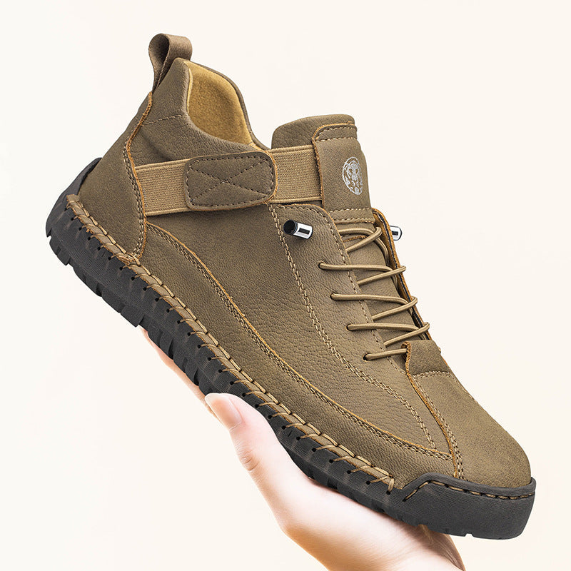 Griffin | Mens Leather Mid Top Stitched Casual Work Boots - 4