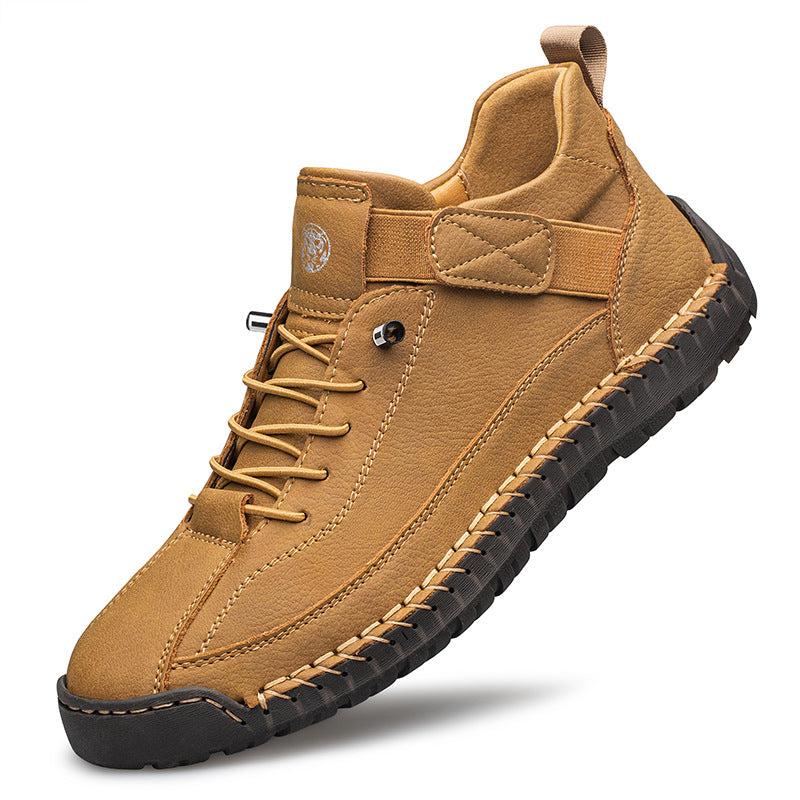 Griffin | Mens Leather Mid Top Stitched Casual Work Boots - 5
