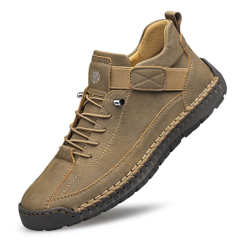 Griffin | Mens Leather Mid Top Stitched Casual Work Boots - 7