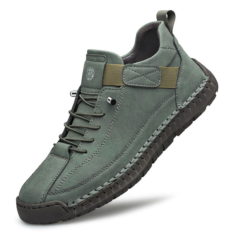 Griffin | Mens Leather Mid Top Stitched Casual Work Boots - 8