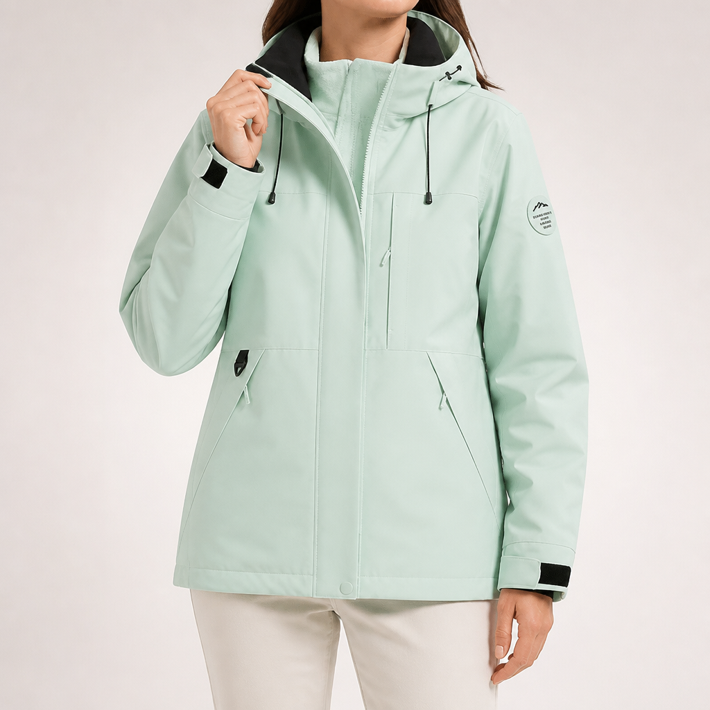 Griffin | Womens Waterproof Jacket Ski 3 In 1 Windproof Hooded Winter Coat, Green