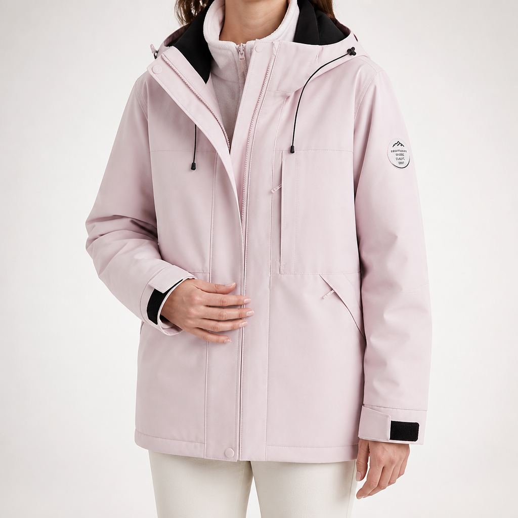 Griffin | Womens Waterproof Jacket Ski 3 In 1 Windproof Hooded Winter Coat, Pink
