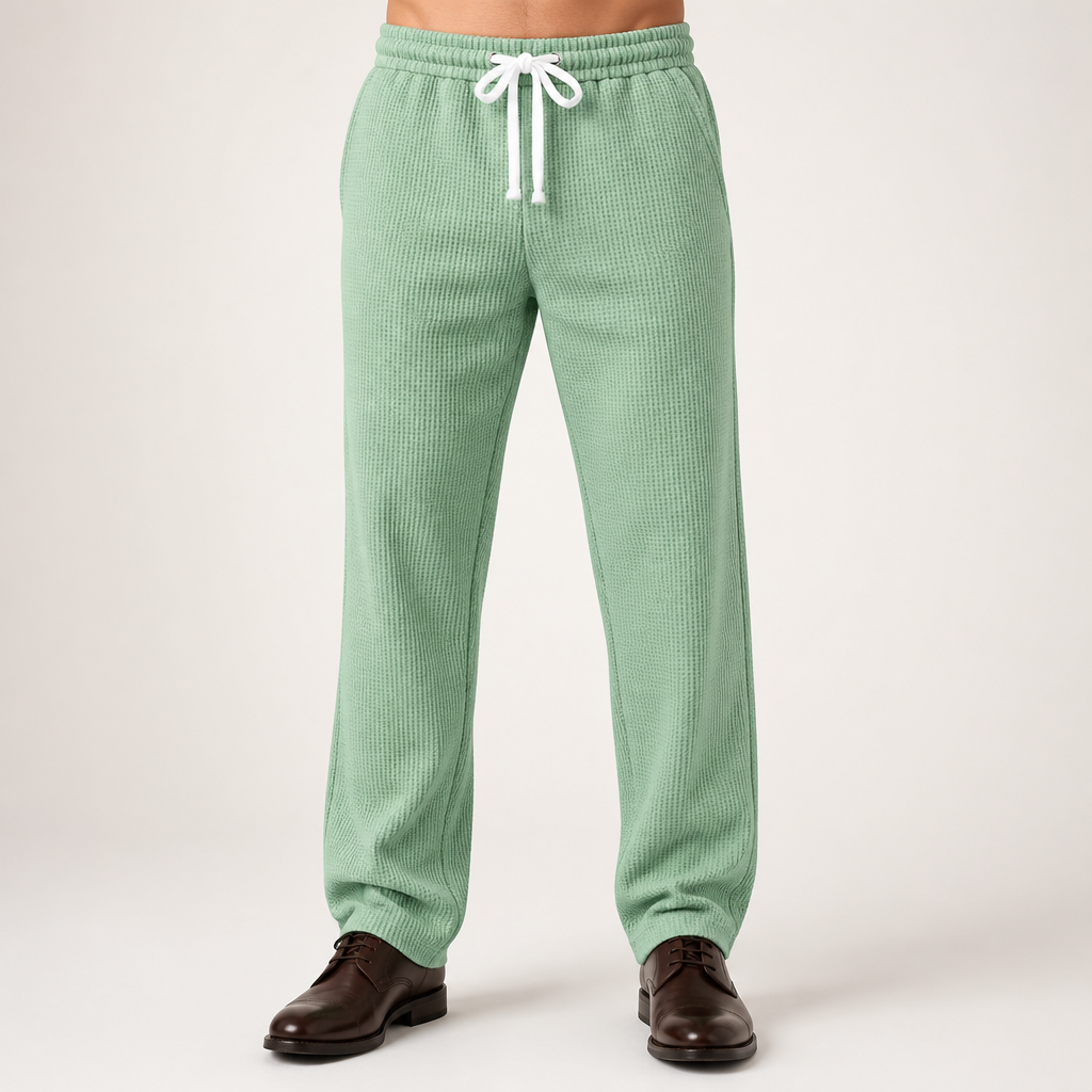 Gulliver | Mens Waffle Knit Casual Sports Versatile Trousers, Green