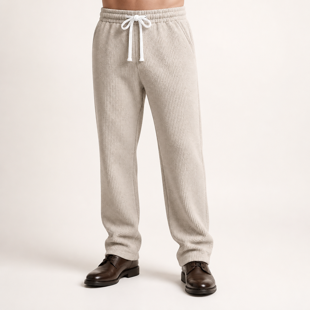 Gulliver | Mens Waffle Knit Casual Sports Versatile Trousers, Off White