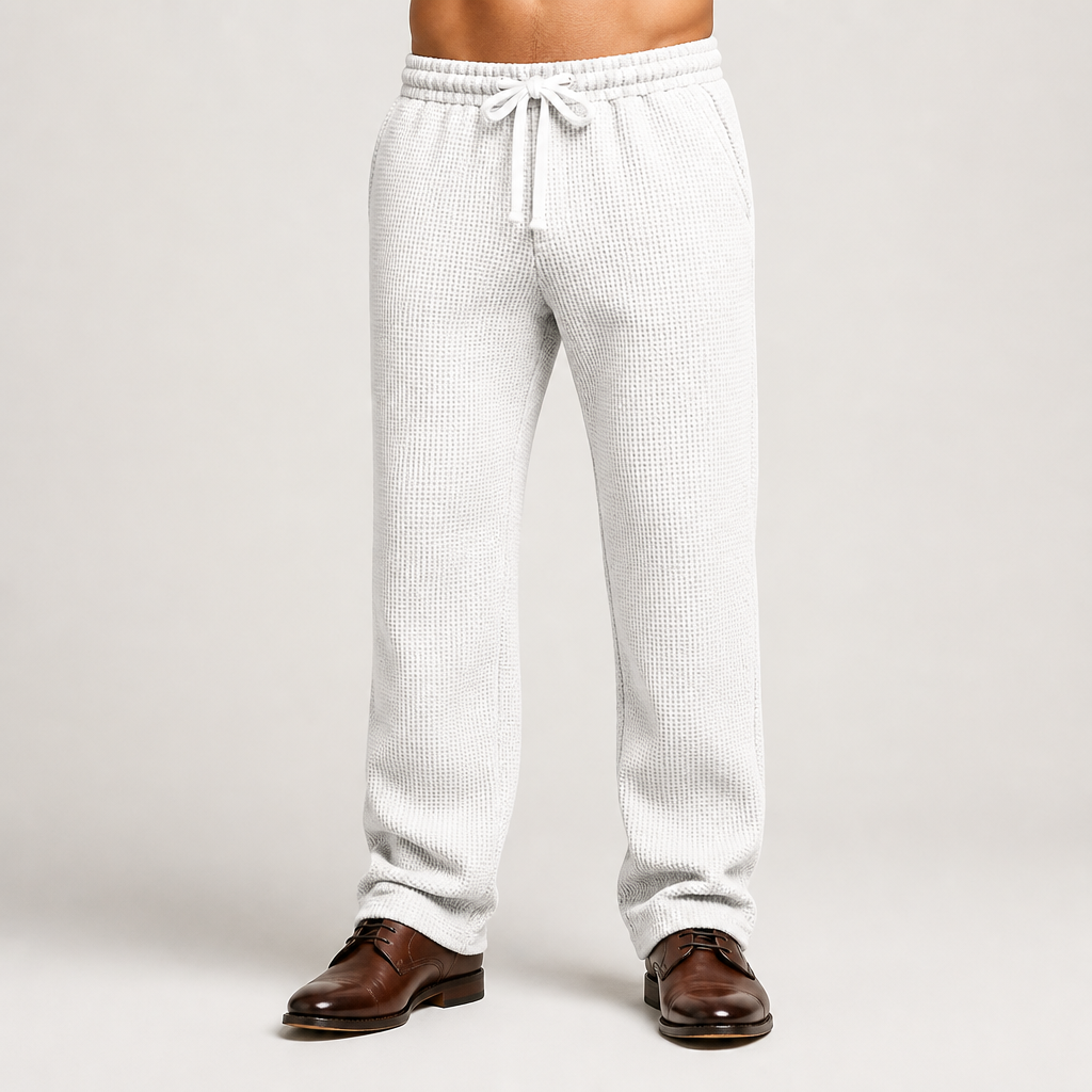 Gulliver | Mens Waffle Knit Casual Sports Versatile Trousers, White