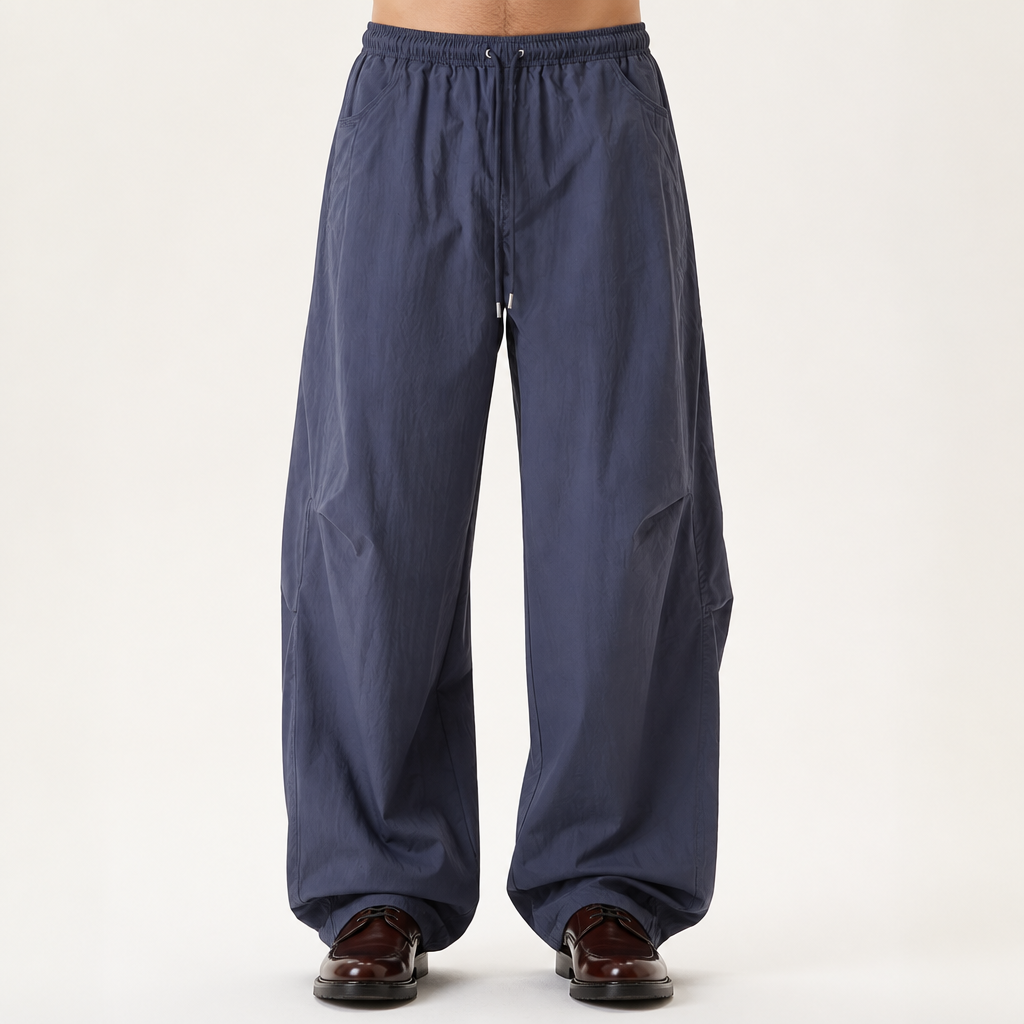 Gustav | Mens Trousers Lightweight Pleated Wide Leg Casual Pants, Blue