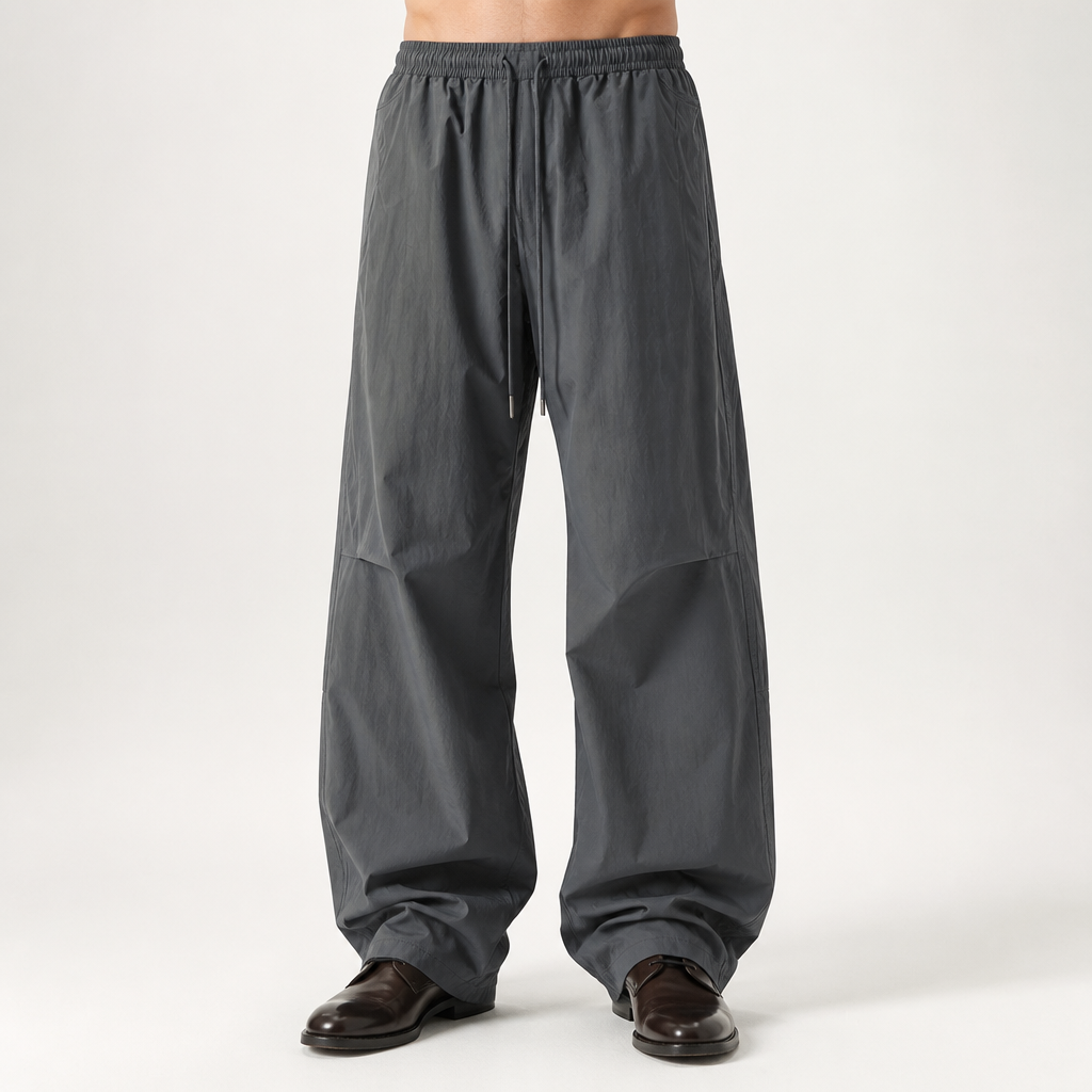 Gustav | Mens Trousers Lightweight Pleated Wide Leg Casual Pants, Gray