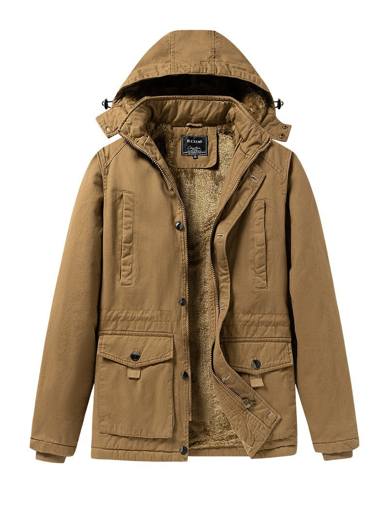 Harlan | Mens Fleece Lined Hooded Winter Work Jacket - Khaki