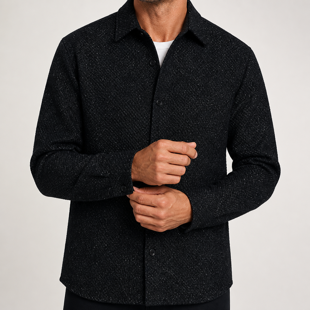 Harlan | Mens Casual Loose Fashion Long Sleeve Shirt, Black Pants