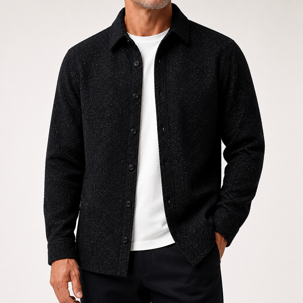 Harlan | Mens Casual Loose Fashion Long Sleeve Shirt, Black Top