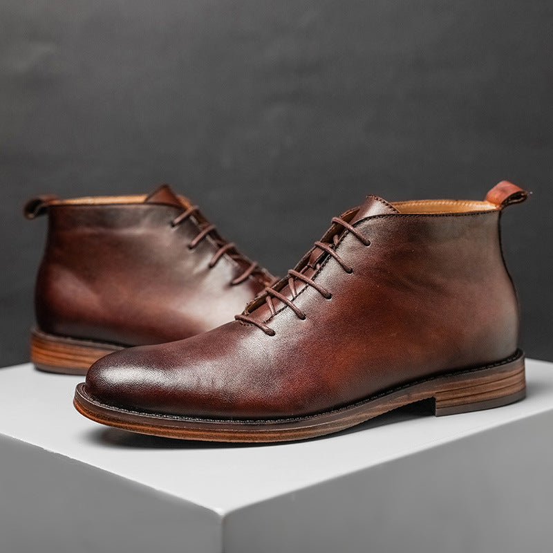 Harlow | Mens Retro Lace Up Leather Ankle Boots - 4