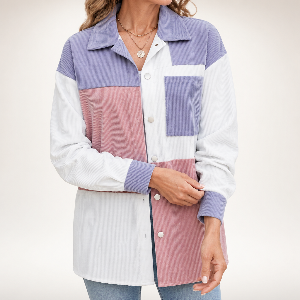 Harriet | Womens Loose Stand Collar Fashion Shirt, Pink