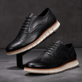 Harrison Leather Brogue Sneakers in Black