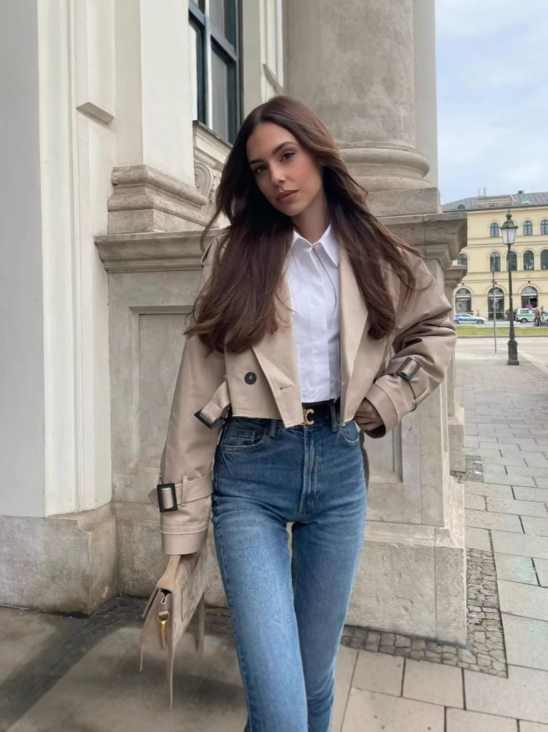 Hattie | Womens Cropped Belted Trench Coat