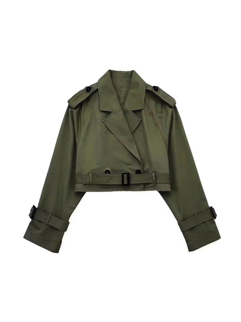 Hattie | Womens Cropped Belted Trench Coat