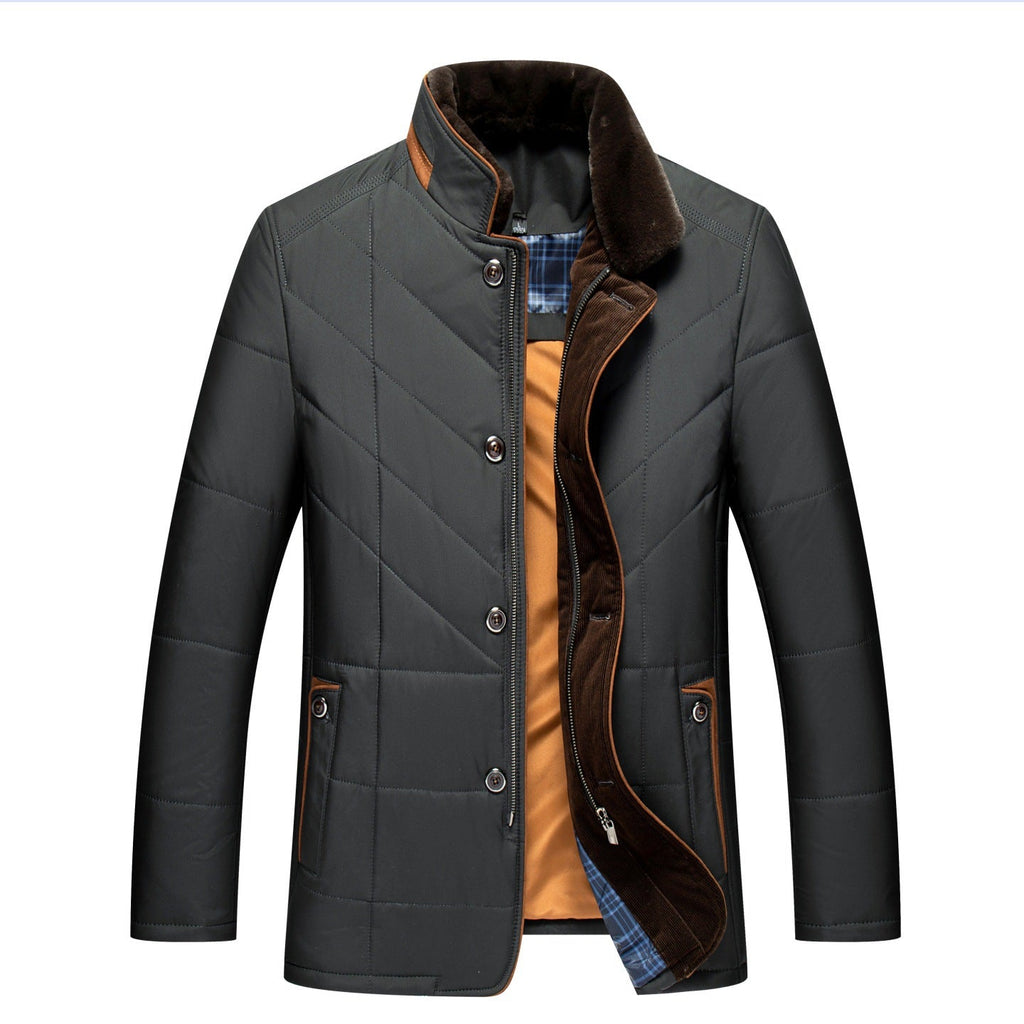 Hector | Mens Fleece Lined Fur Collar Winter Jacket, Dark Green