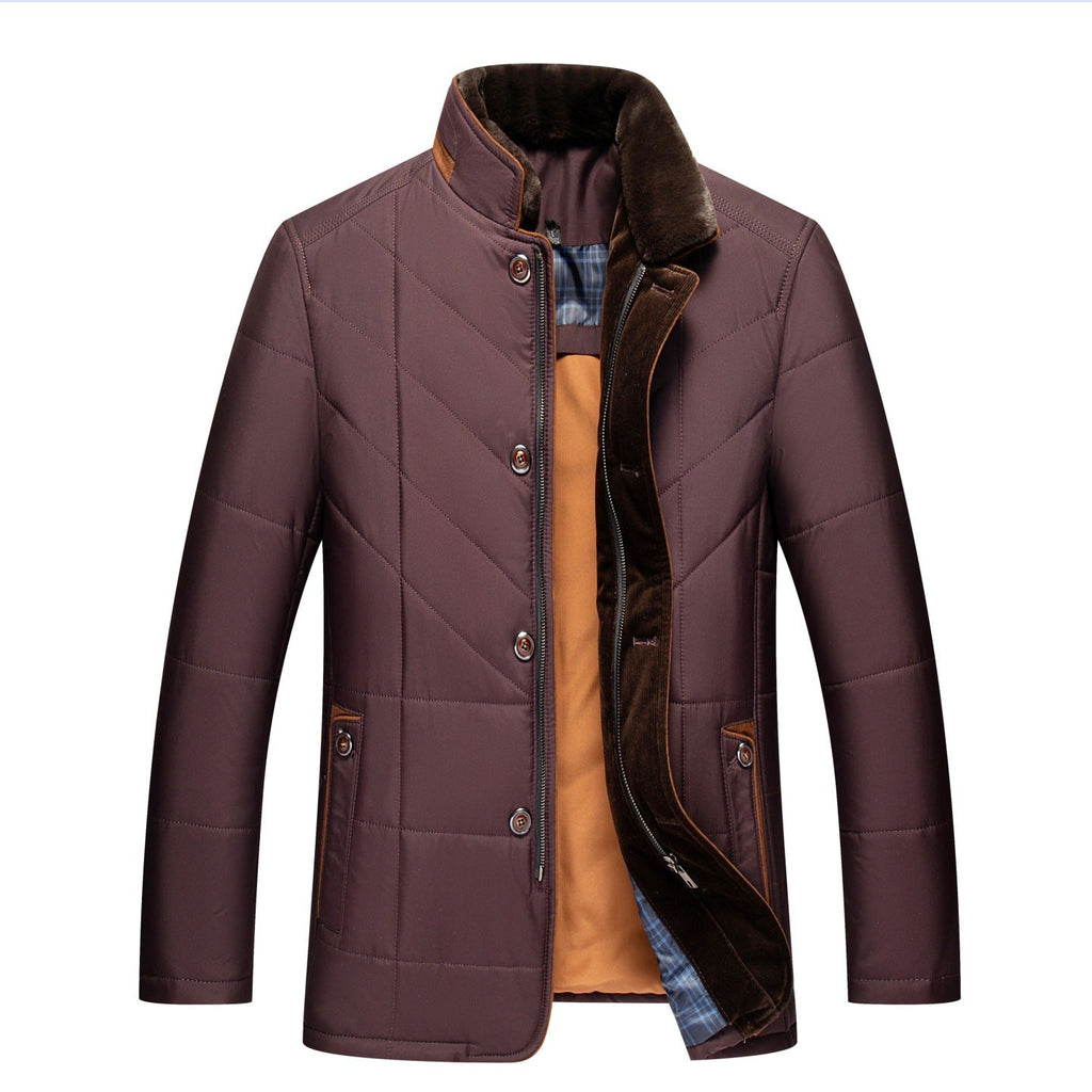 Hector | Mens Fleece Lined Fur Collar Winter Jacket, Wine Red