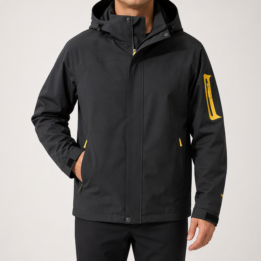 Hendrick | Mens Waterproof Jacket Windproof Lightweight Hooded Rain Jacket, Black