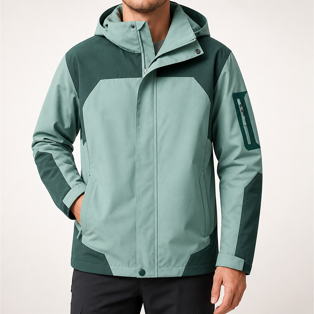 Hendrick | Mens Waterproof Jacket Windproof Lightweight Hooded Rain Jacket, Green 2