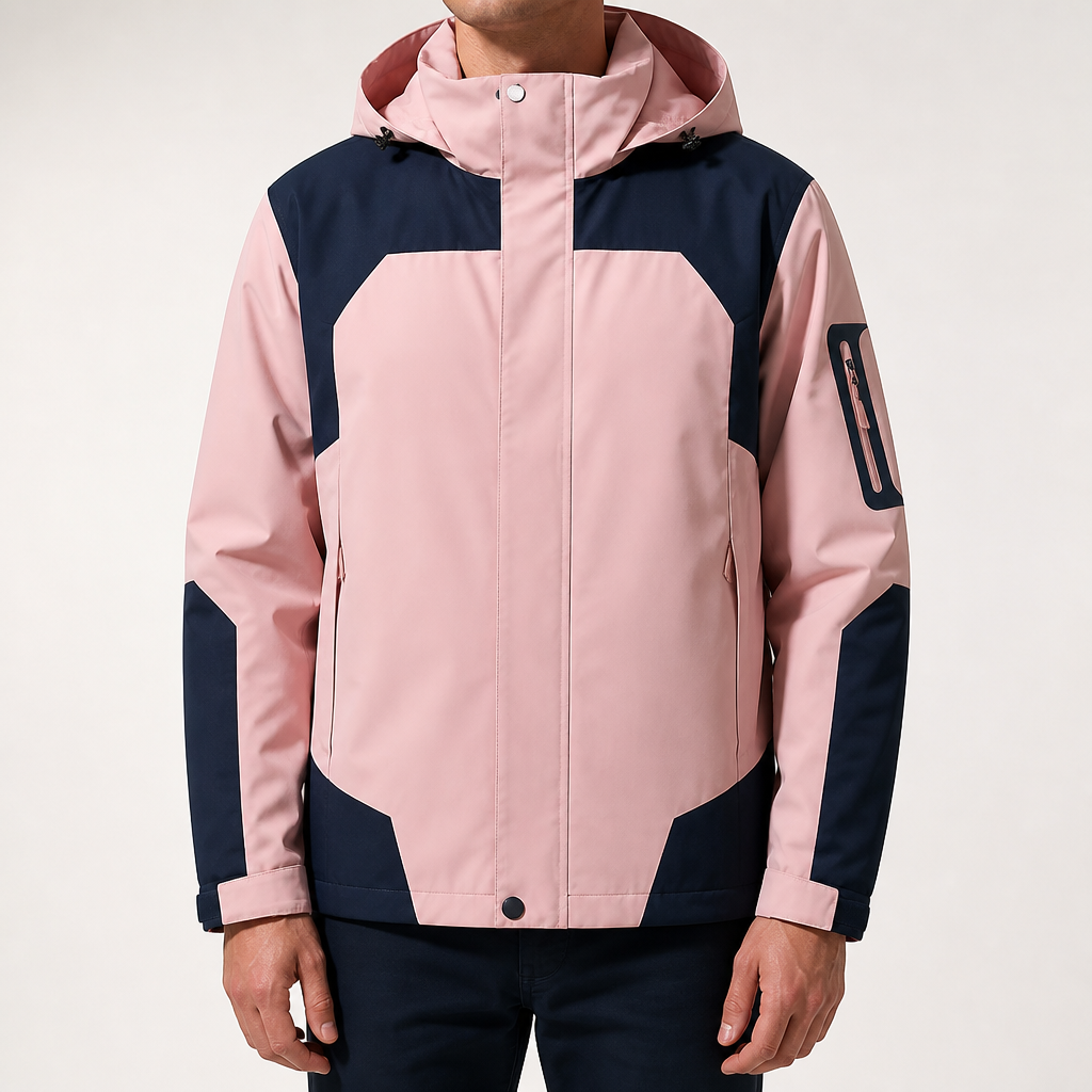 Hendrick | Mens Waterproof Jacket Windproof Lightweight Hooded Rain Jacket, Pink