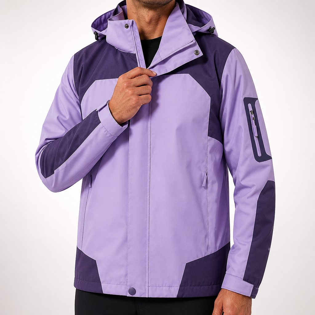 Hendrick | Mens Waterproof Jacket Windproof Lightweight Hooded Rain Jacket, Purple