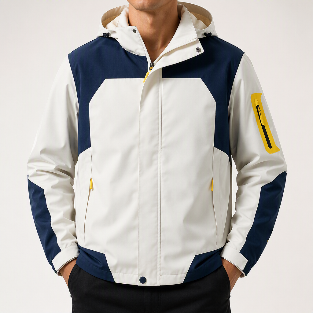 Hendrick | Mens Waterproof Jacket Windproof Lightweight Hooded Rain Jacket, White