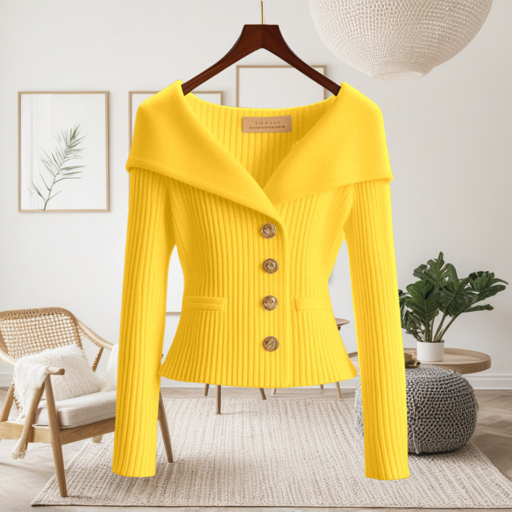 Henrietta | Womens Tweed Knit Cardigan Fitted Waist Jacket - 6