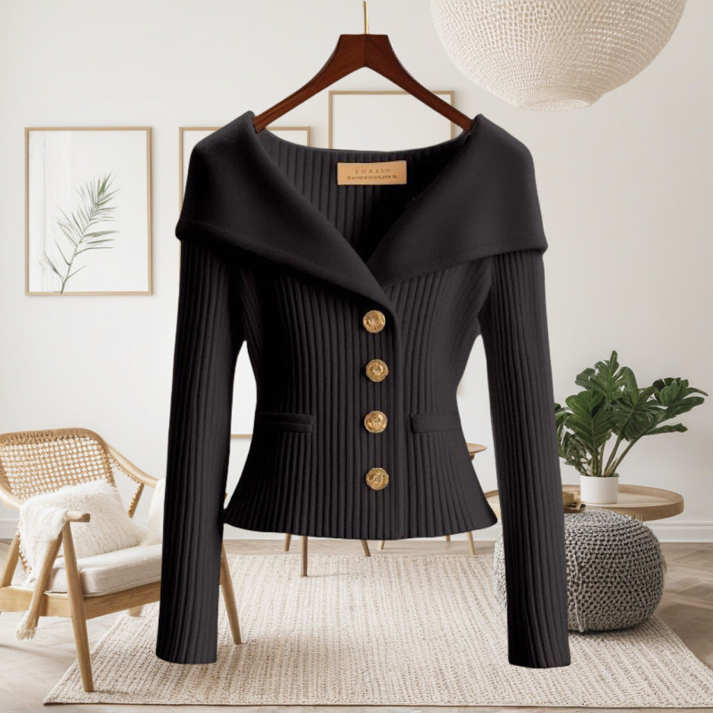 Henrietta | Womens Tweed Knit Cardigan Fitted Waist Jacket - 9