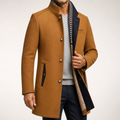 Hollis | Mens Wool Blend Scarf Collar Winter Coat, Yellow