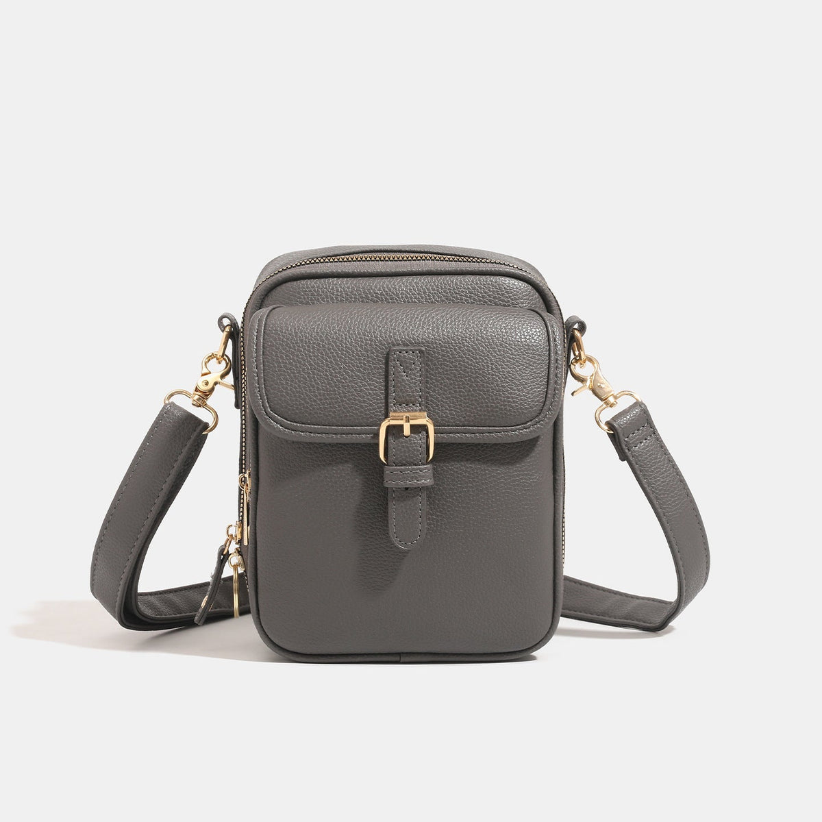 Hollis | Mens Leather Look Crossbody Messenger Shoulder Phone Bag - Grey