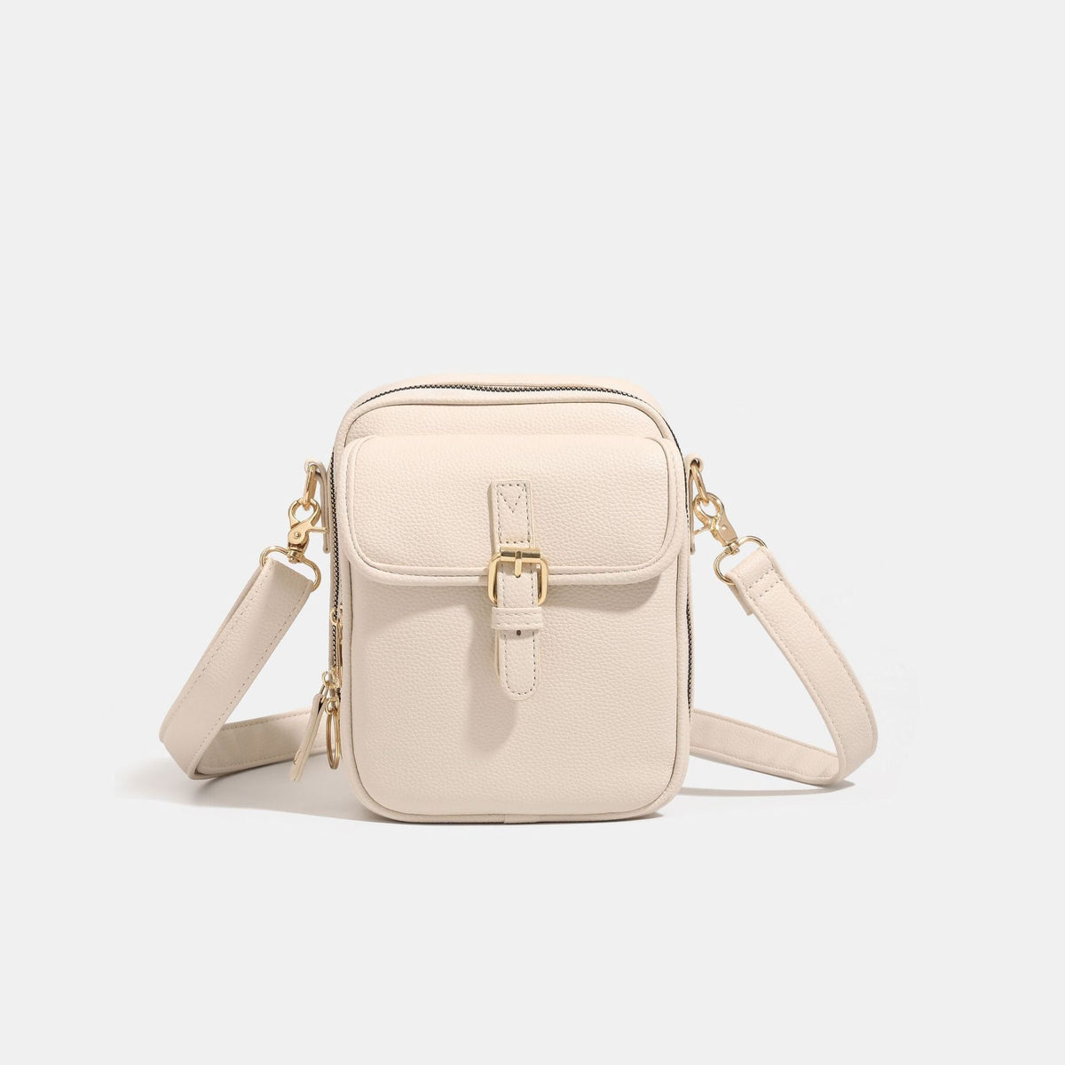 Hollis | Mens Leather Look Crossbody Messenger Shoulder Phone Bag - Off White